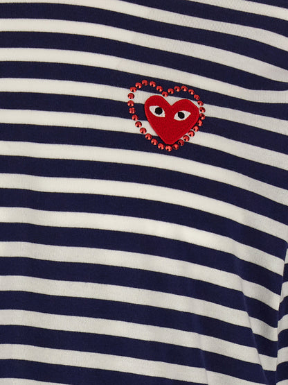 Comme Des Garçons Play Logo Patch Stripes T-shirt