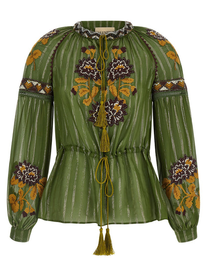 Valentino Garavani Embroidered Lurex Silk Shirt