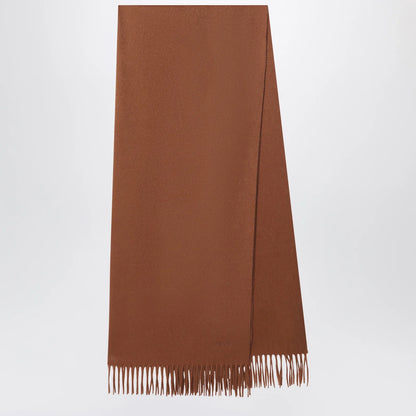 Max Mara Leather-brown cashmere scarf