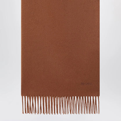 Max Mara Leather-brown cashmere scarf