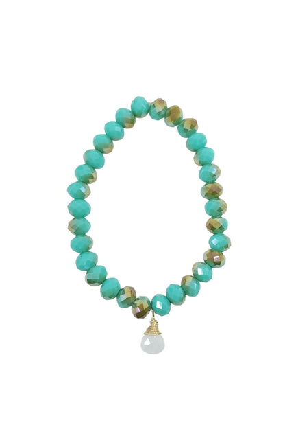 Green and Gold Bracelet with Moonstone