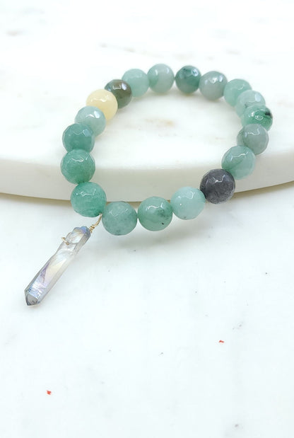 Moss Agate Bracelet with Grey Titanium Quartz