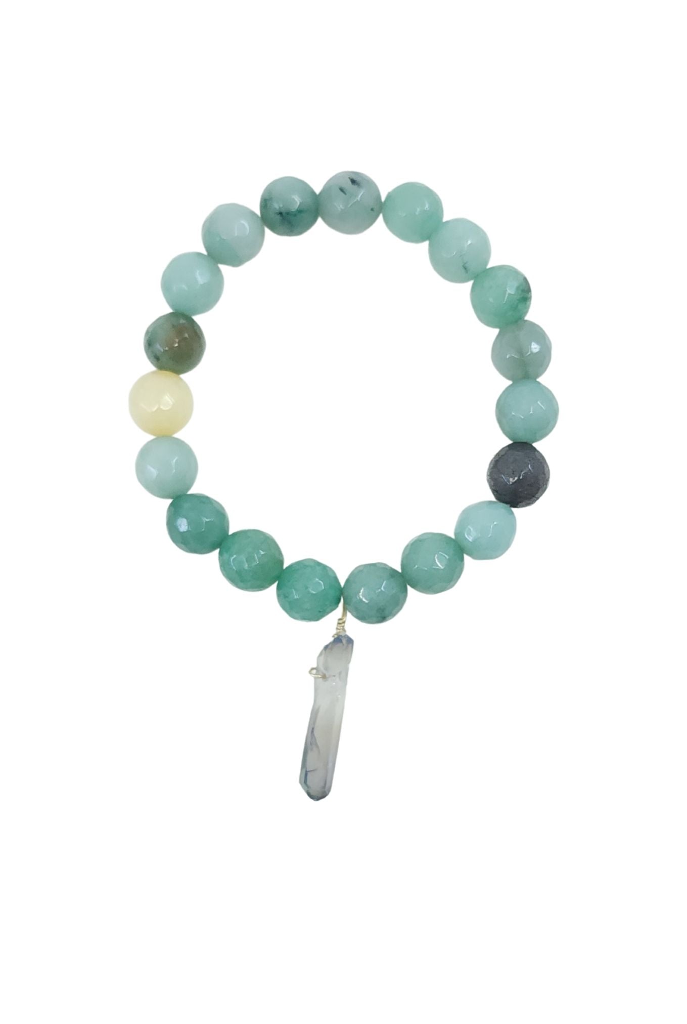 Moss Agate Bracelet with Grey Titanium Quartz