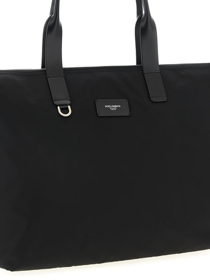 Dolce & Gabbana Media Logo Patch Shopping Bag
