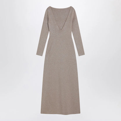 Max Mara Pianoforte Beige dress in viscose and lurex yarn