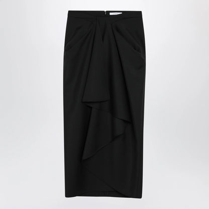 Givenchy Draped skirt in black wool and mohair