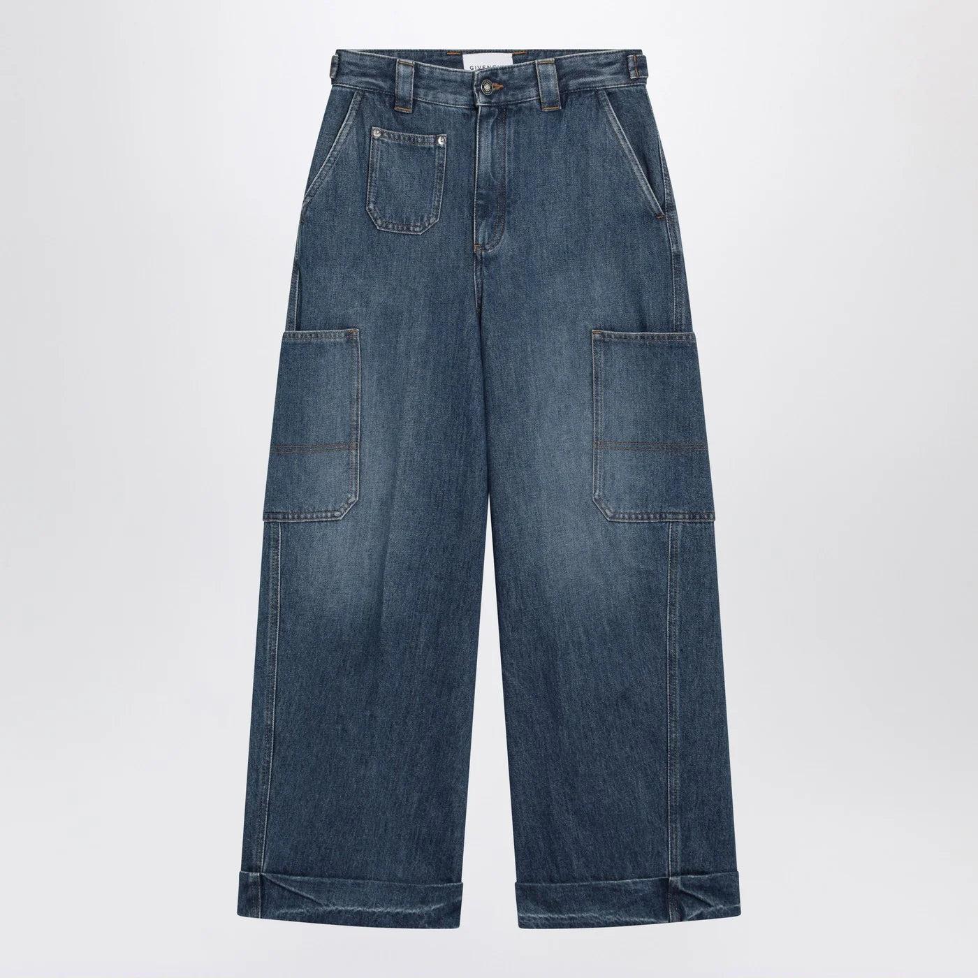 Givenchy Cropped Cocoon cargo jeans in medium blue