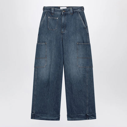Givenchy Cropped Cocoon cargo jeans in medium blue
