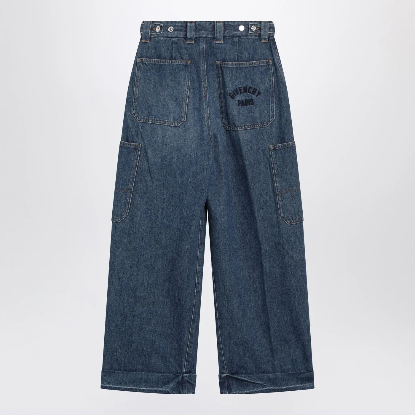 Givenchy Cropped Cocoon cargo jeans in medium blue