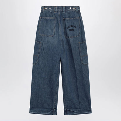 Givenchy Cropped Cocoon cargo jeans in medium blue