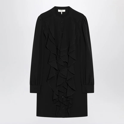 Chloé Black ruffled dress in silk blend