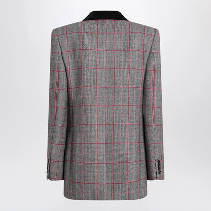 Chloé Black/white checkered wool double-breasted blazer