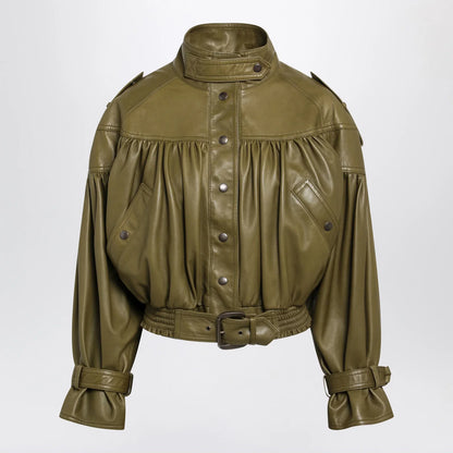 Chloé Eucalyptus cropped jacket with leather belt