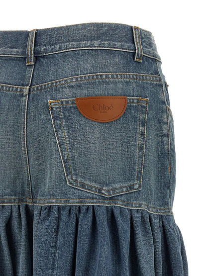Chloé Balloon Denim Skirt