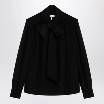 Chloé Black silk blouse with lavallière
