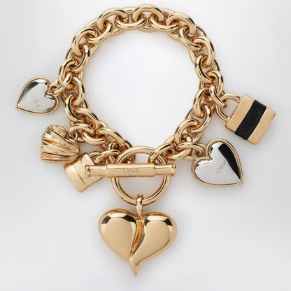 Chloé Paddington Chain Bracelet in Gold/Black Brass