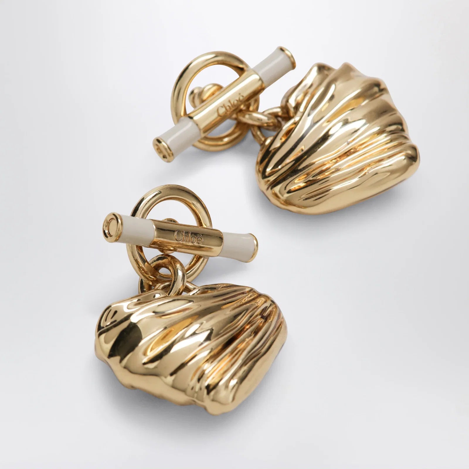 Chloé Gold/Ivory heart earrings