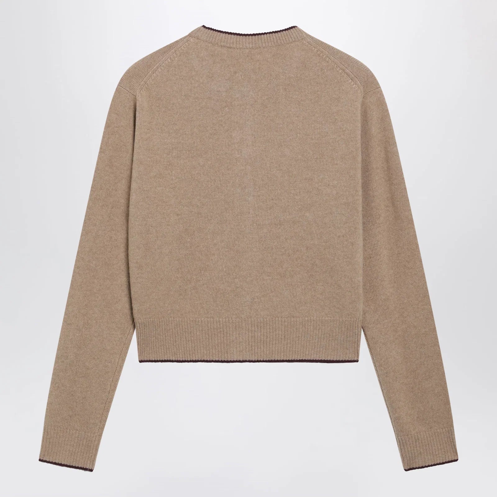 Chloé Light Brown Wool and Cashmere Logo Cardigan