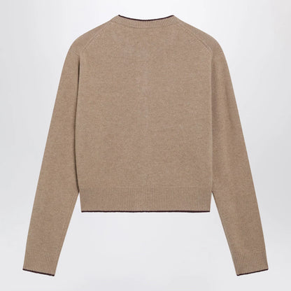Chloé Light Brown Wool and Cashmere Logo Cardigan