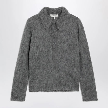 Chloé Smoke grey alpaca-blend cardigan