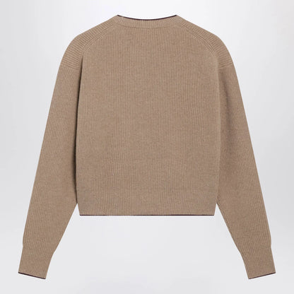 Chloé Light Brown Wool and Cashmere Logo Sweater