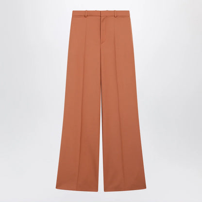 Chloé Burnt brown flared wool trousers