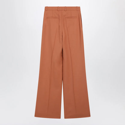 Chloé Burnt brown flared wool trousers