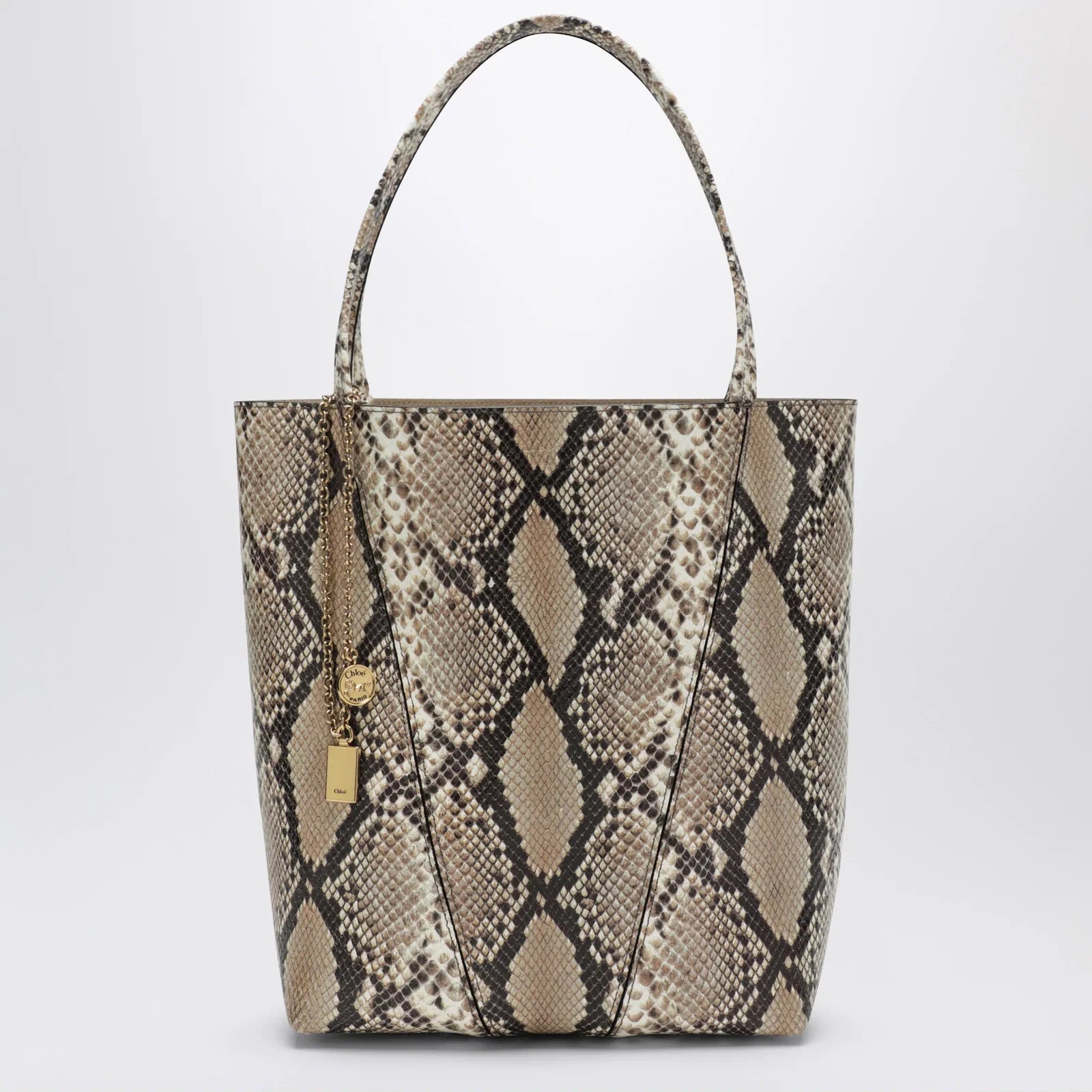 Large Chloé Spin tote bag in python-effect leather