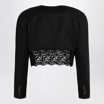 Chloé Black cropped jacket with openwork trim
