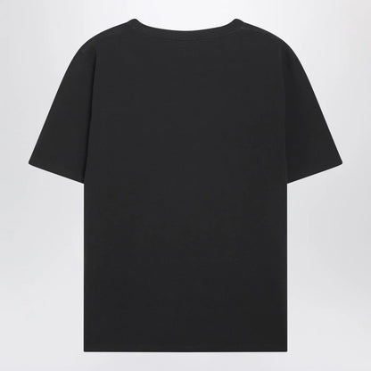 Chloé Black baby-fit T-shirt with logo and flamingo print