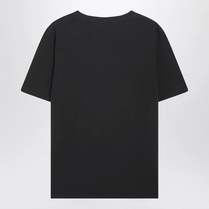 Chloé Black oversized T-shirt with logo and flamingo print