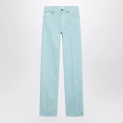 Chloé Straight jeans in turquoise organic cotton denim