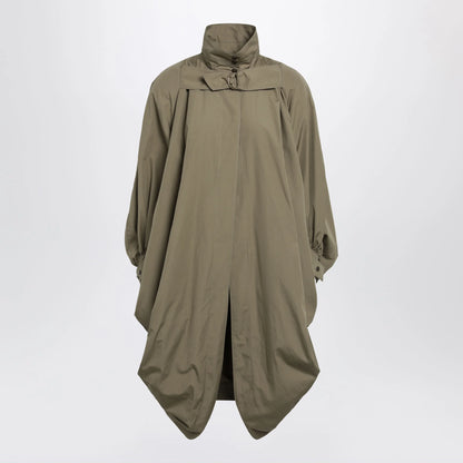 Chloé Oversized cape coat in olive green poplin