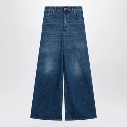 Chloé flared jeans in washed midnight blue denim