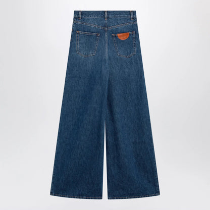 Chloé flared jeans in washed midnight blue denim