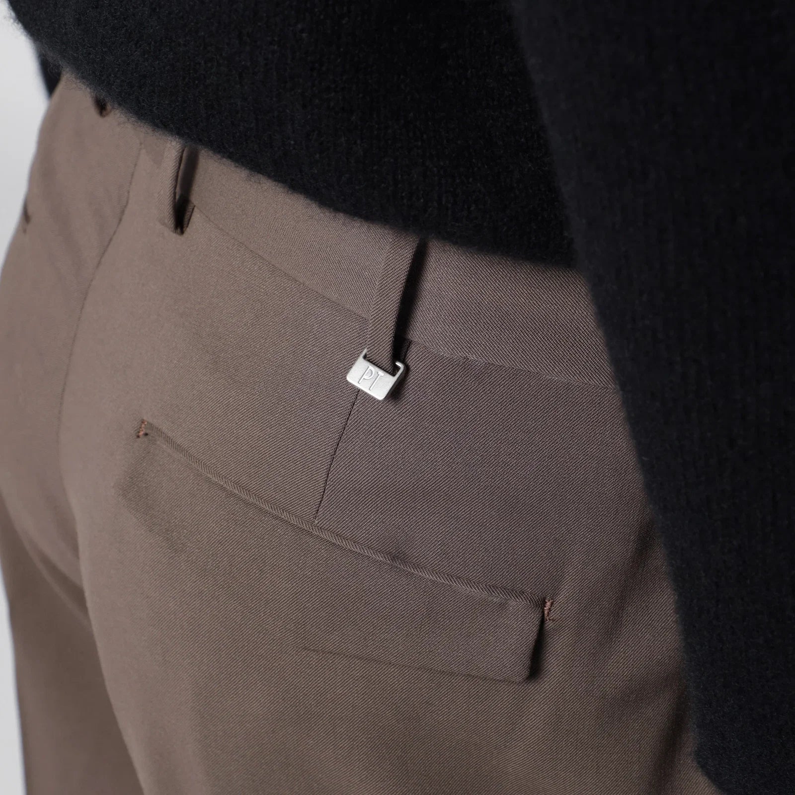 PT Torino Taupe Wool-Blend Trousers