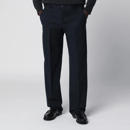 PT Torino Blue Wool-Blend Trousers