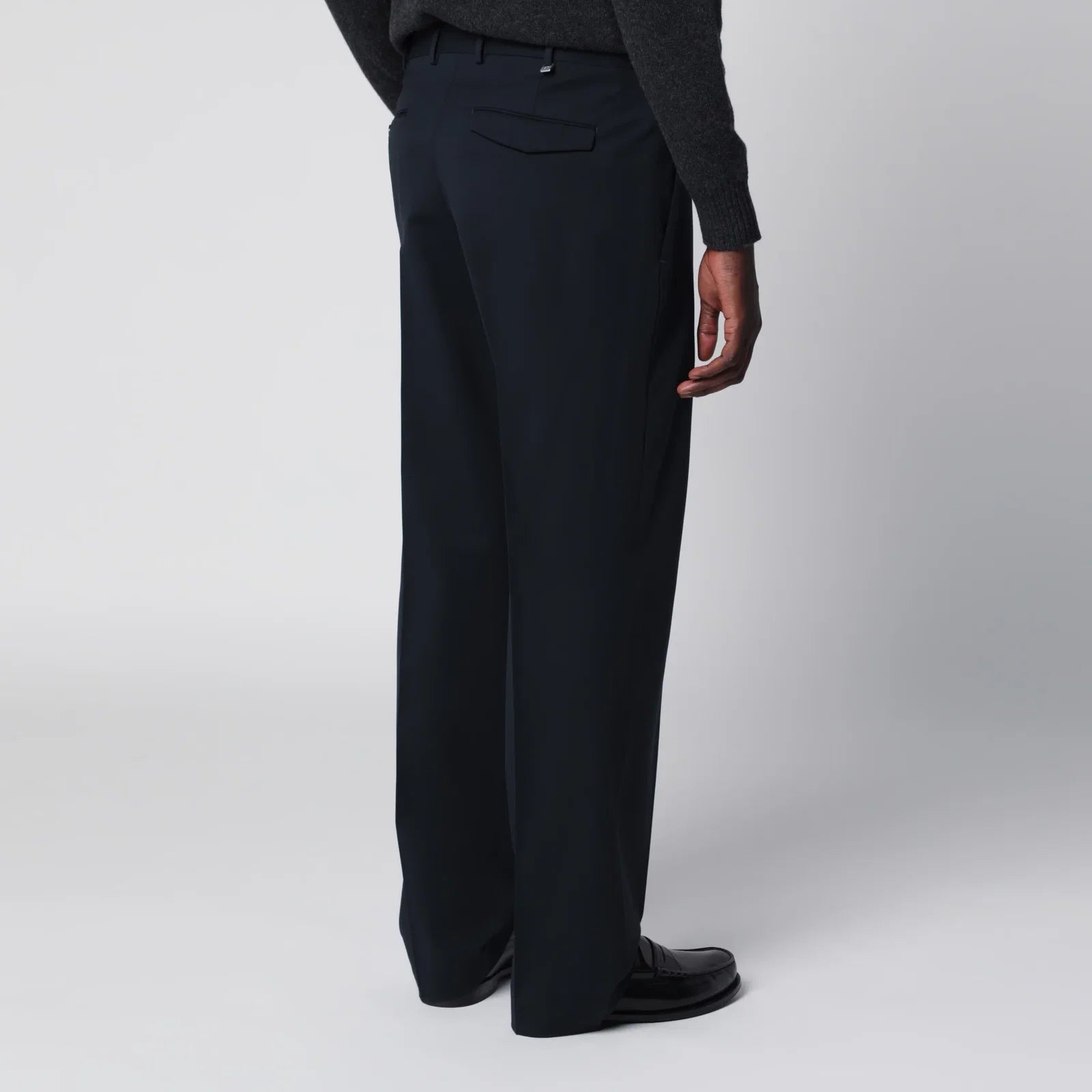 PT Torino Blue Wool-Blend Trousers