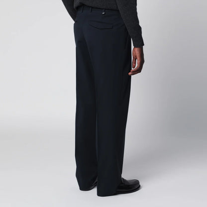 PT Torino Blue Wool-Blend Trousers