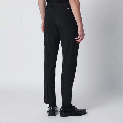 PT Torino Black wool-blend trousers