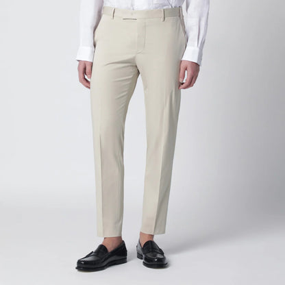 PT Torino Beige slim-fit cotton-blend trousers