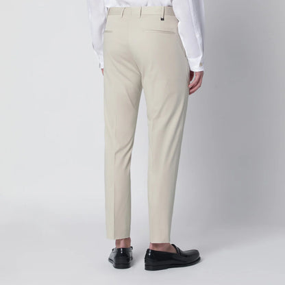 PT Torino Beige slim-fit cotton-blend trousers