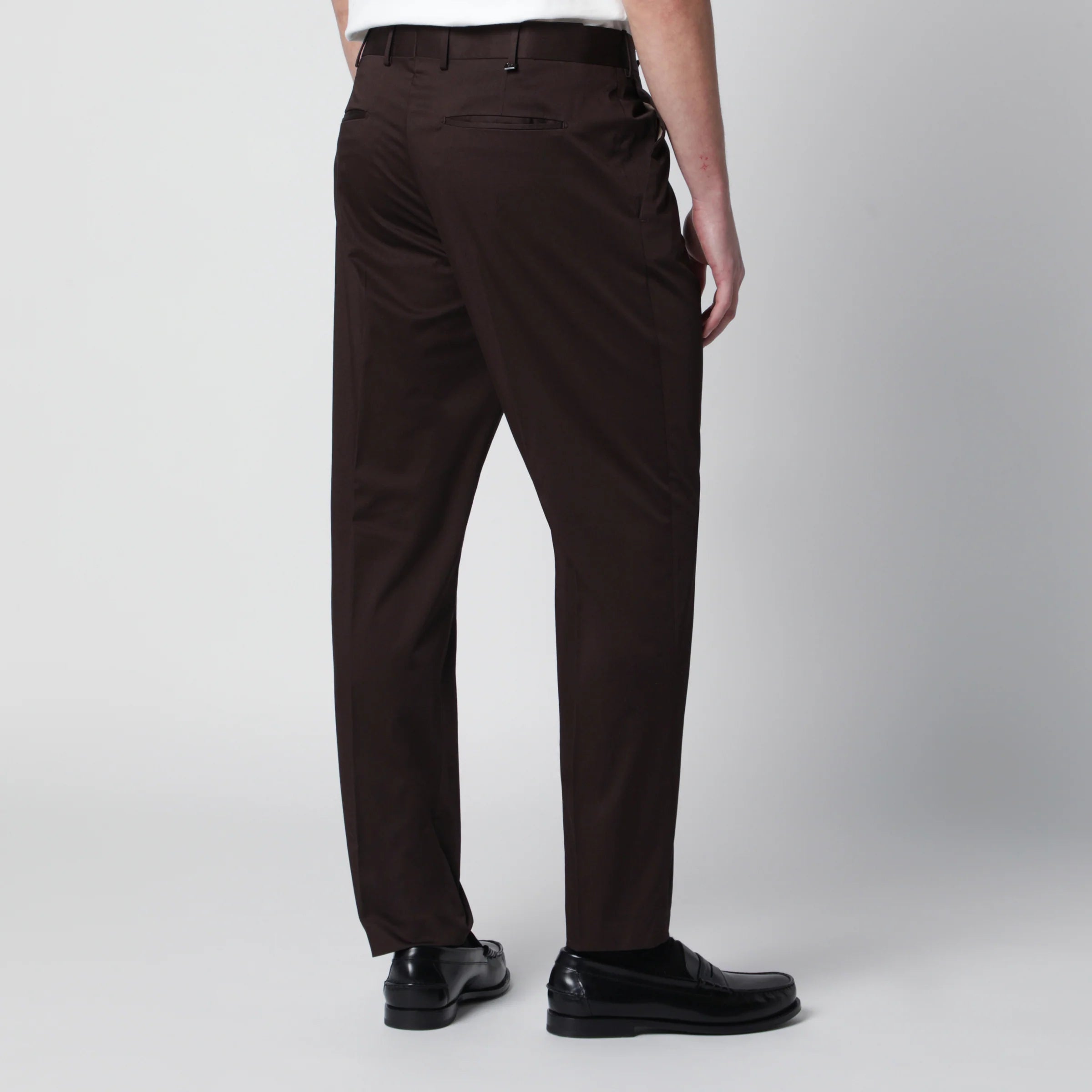 PT Torino Brown cotton-blend trousers