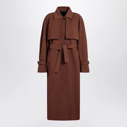 Max Mara Atelier Brown rainproof gabardine trench coat