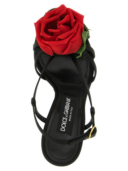 Dolce & Gabbana Satin Sandals With Flower