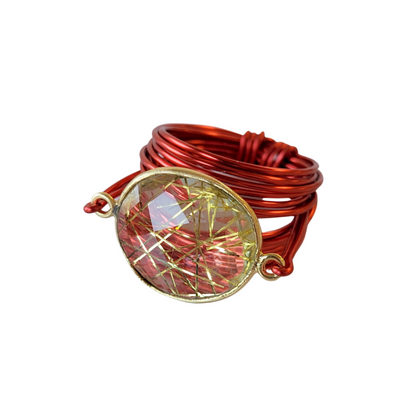 Torrey Ring in Red with Golden Rutilated Quartz