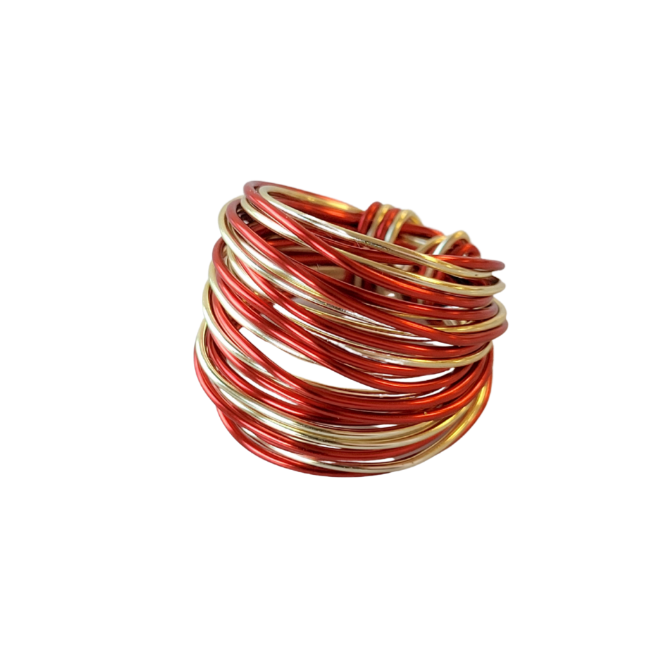 Marcia Wire Wrap Ring in Red and Gold