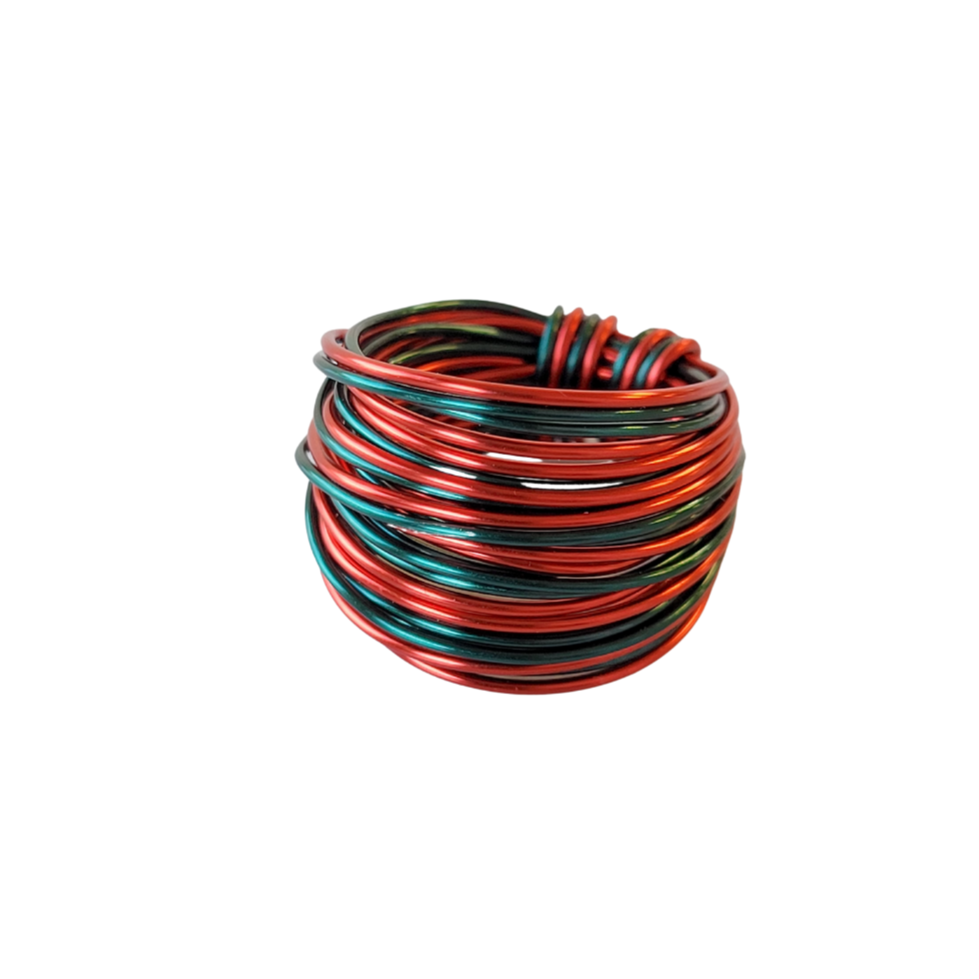 Marcia Wire Wrap Ring in Red and Green