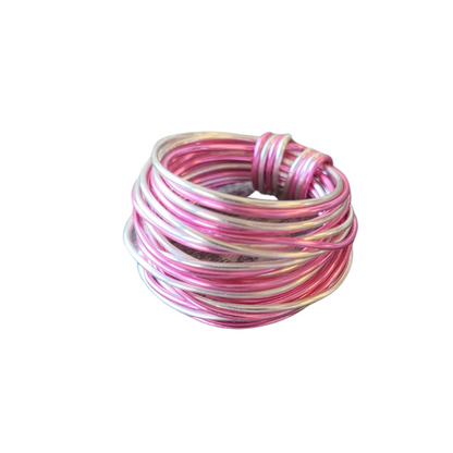 Marcia Wire Wrap Ring in Hot Pink with Silver