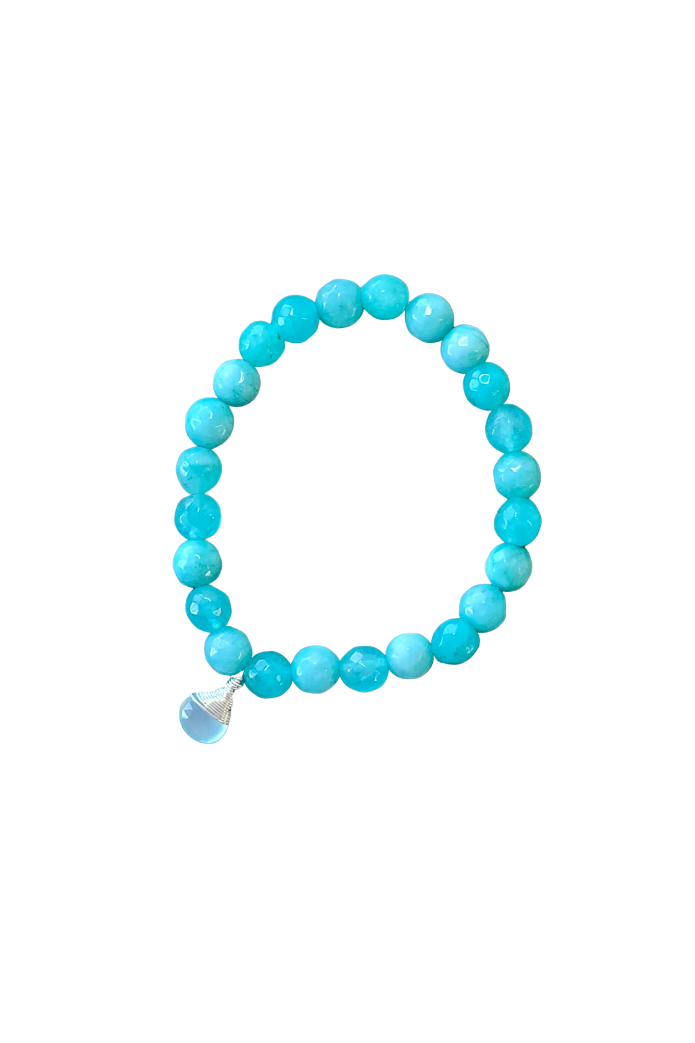 Amazonite Bracelet with Chalcedony Hand-Wrapped in Silver